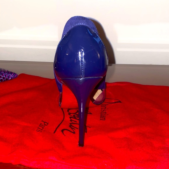 Christian Louboutin Eclipse Blue Purple New Galata 100 Mm Cutout Snakeskin Suede - Picture 3 of 7